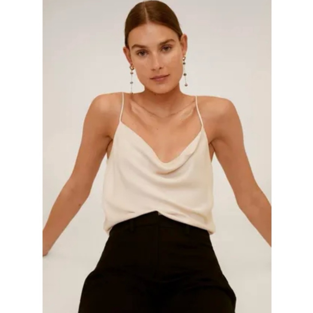 Mango Cowl Neck Camisole Top Ivory Sleeveless Size XS